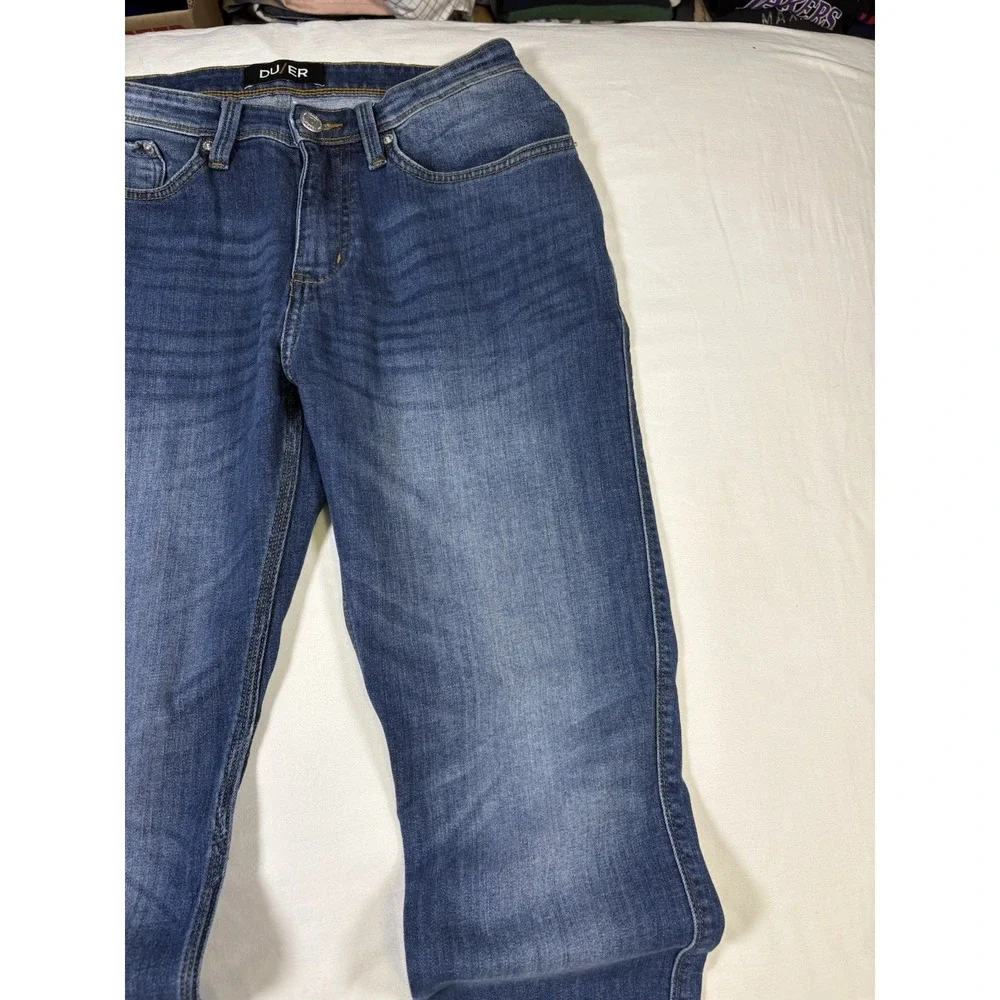 DU/ER L2X Performance Denim Pants Mens 32x32 Stretch Indigo Blue Coolmax Jeans